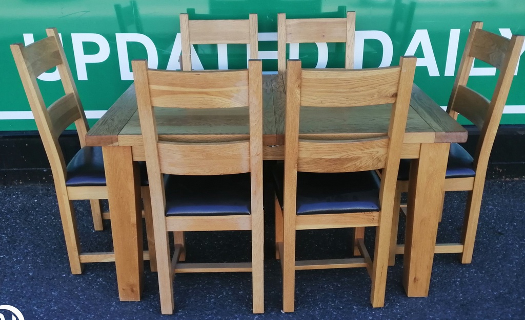 Quality set 6 x Oak Slat Back Dining Chairs