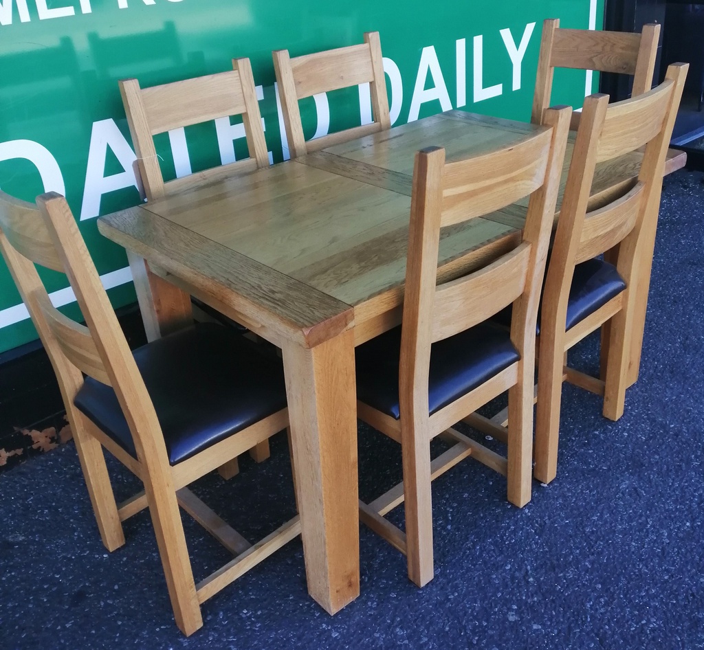 Quality set 6 x Oak Slat Back Dining Chairs
