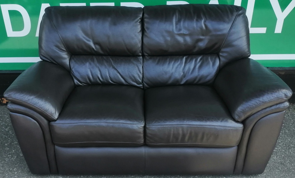 Quality Dark Brown  Leather Two Seater Sofa