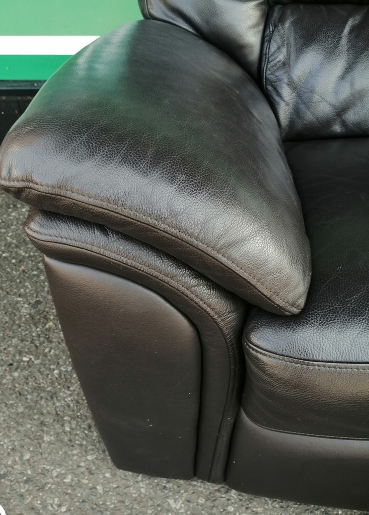 Quality Dark Brown Leather Three Seater Sofa
