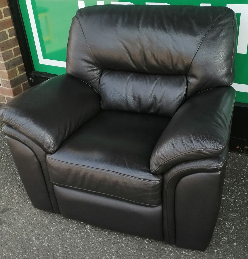 Quality Dark Brown Leather Armchair