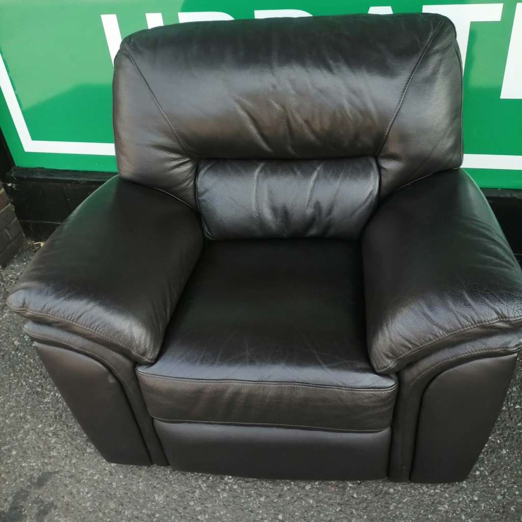 Quality Dark Brown Leather Armchair