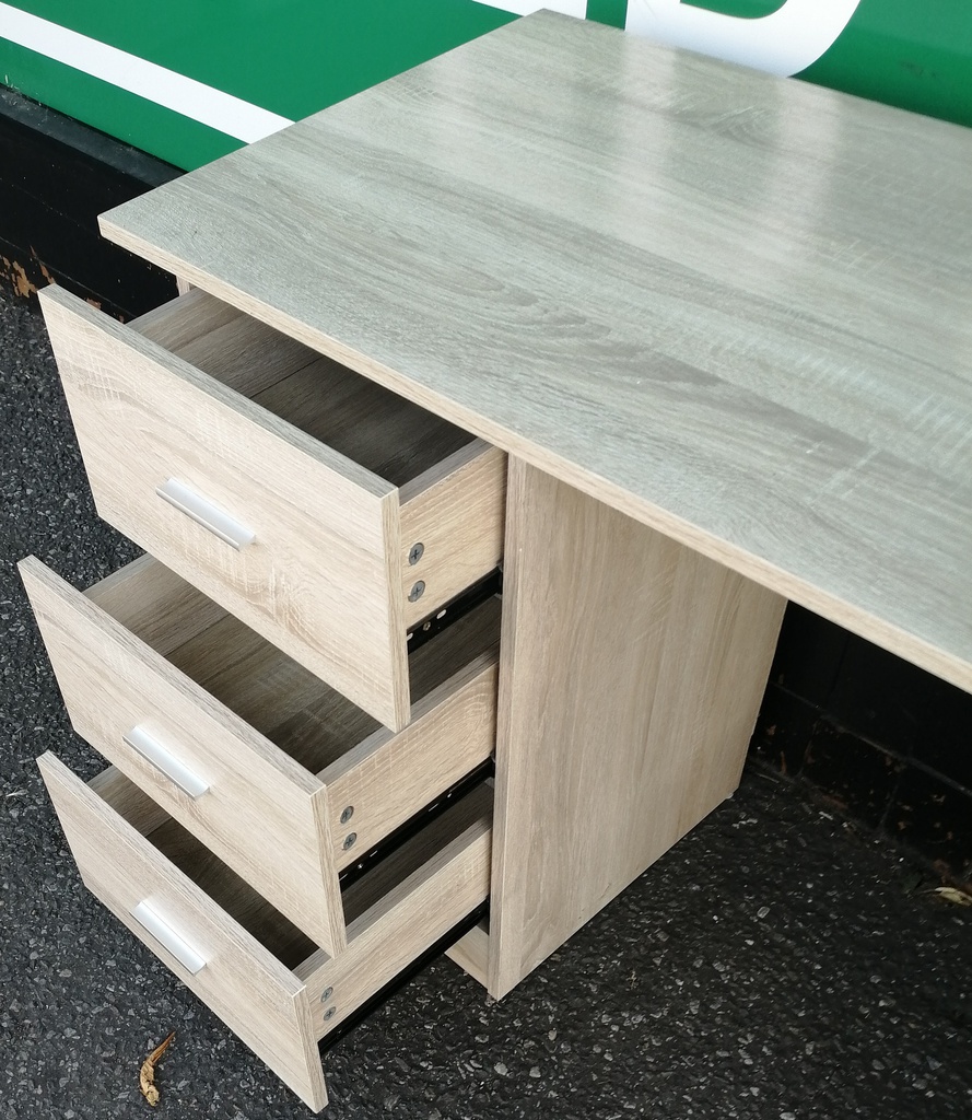 Neat  desk with bookshelf end