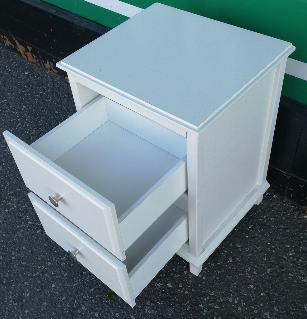 Two drawer white bedside