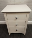 three drawer white bedside