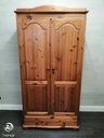 Double pine wardrobe with drawer