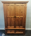 Quality solid pine double wardrobe with drawer