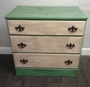 THREE DRAWER PAINTED CREAM AND GREEN CHEST