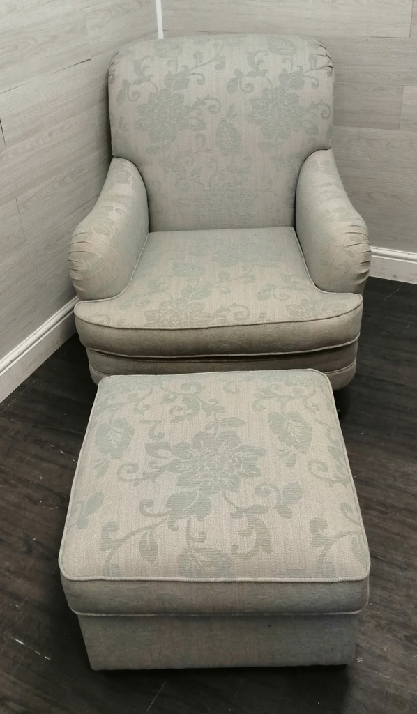 Lovely blue toned armchair and footstool from M &amp; S