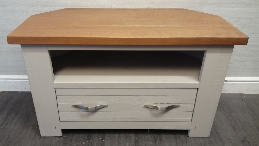 Rustic pine Painted Corner TV Unit