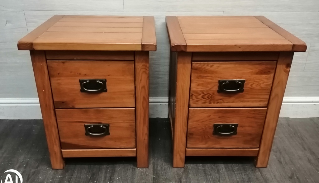 PAIR  OF PINE BEDSIDES
