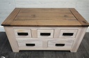 WHITE WASH FIVE DRAWER COFFEE TABLE
