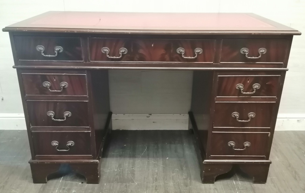 Vintage leather top repro pedestal desk