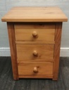 Quality solid pine three drawer bedside chest