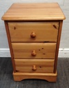Quality solid pine three drawer bedside chest