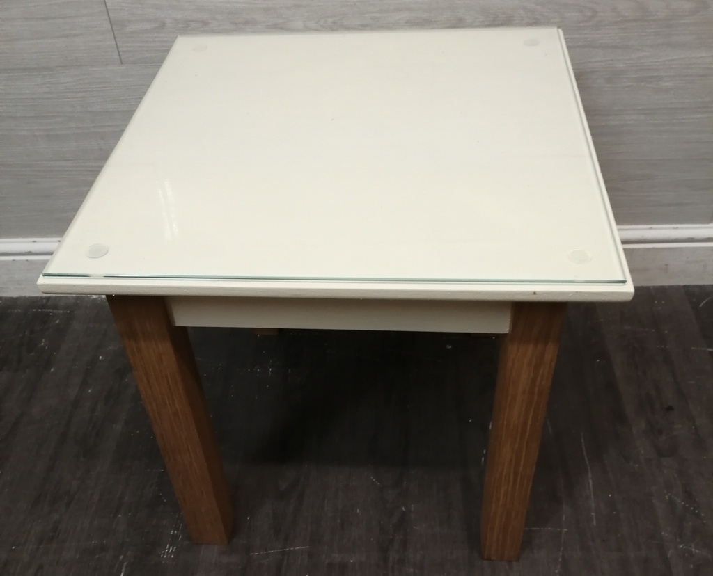 OAK &amp; CREAM PAINTED SIDE TABLE