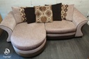 Large DFS Brown Toned Four SEATER CHAISE-END SOFA