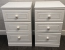 PAIR ALSTONS WHITE THREE DRAWER BEDSIDE CHESTS