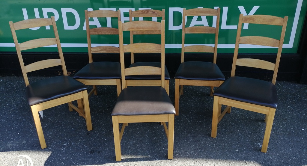 6 x Oak Slat Back Dining Chairs