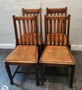SET OF 4 OAK CHAIRS WITH LEATHER SEATS