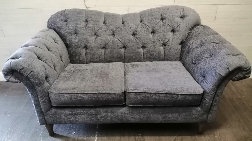 Grey Button Back Chesterfield Style Sofa