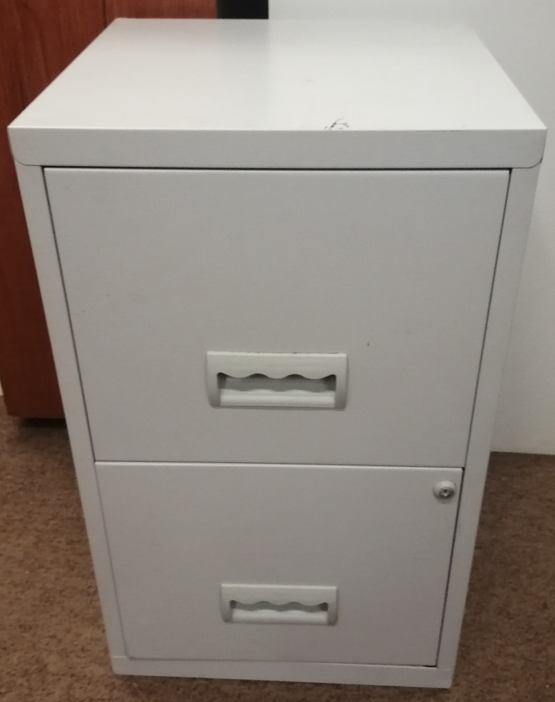 Grey Metal Two Drawer Filing Chest