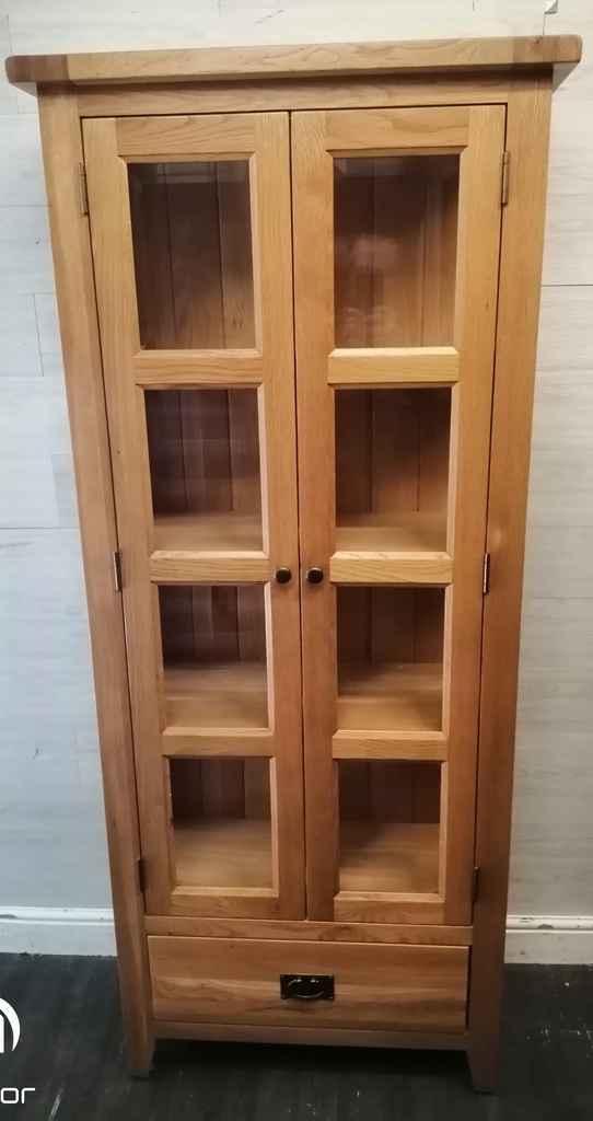Quality Oak Glazed Display Unit /Bookcase