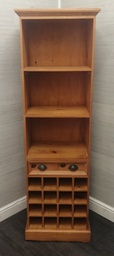 [HF17132] Narrow Pine Bookcase with Wine Rack