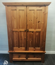 [HF17137] Quality solid pine double wardrobe with drawer