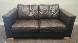 [HF17143] Good quality two seater leather brown sofa