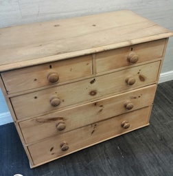 [HF17149] OLD ANTIQUE PINE CHEST OF FIVE DRAWERS