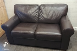[HF17444] Good quality two seater leather brown sofa