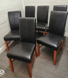 [HF17544] 6 x  Brown Leather Style Dining Chairs