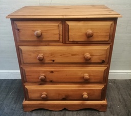 [HF17593] Solid pine five drawer chest