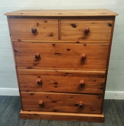 [HF17598] Large Solid Pine Five Drawer Chest