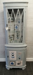 [HF17742] GLAZED TOP PAINTED CORNER DISPLAY UNIT