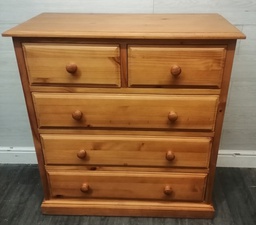 [HF17951] Solid pine five drawer chest