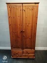 [HF17990] Double pine wardrobe with drawers