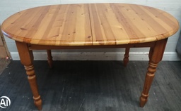[HF18030] NEAT OVAL SOLID PINE EXTENDING DINING TABLE