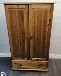 [HF18060] Low Pine Double Wardrobe With Drawer