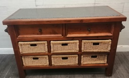 [HF18304] Quality Mexican Pine Kitchen Island with GraniteTop