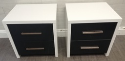 [HF18516] Pair of two drawer modern black &amp; white bedsides