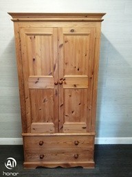 [HF18696] SOLID PINE WARDROBE WITH DRAWERS