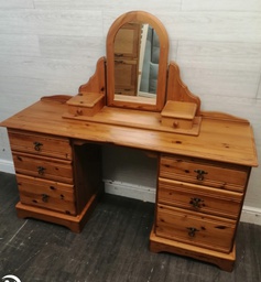 [HF18809] Pine Six Drawer Dressing Table with Mirror