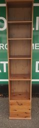 [HF19039] SLIM LINE NARROW PINE BOOKCASE WITH DRAWER
