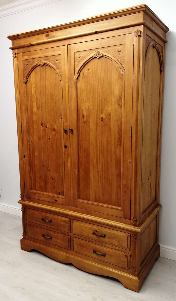 Gothic Style Double Wardrobe with Drawers