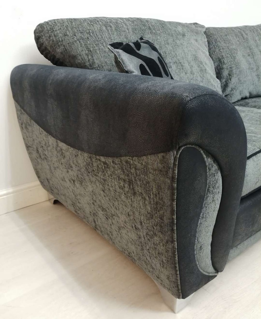 DFS Grey Toned Corner Sofa with Footstool