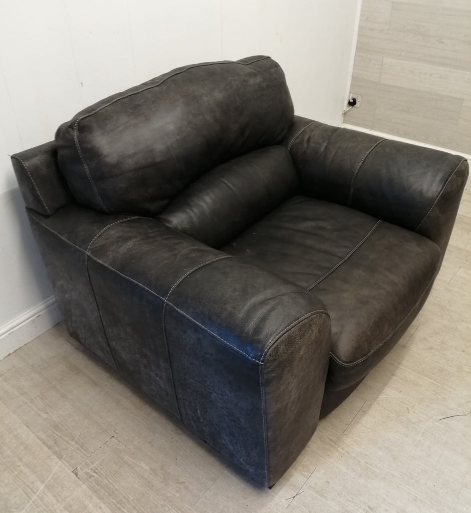 LOVELY DISTRESSED GREY LEATHER armchair
