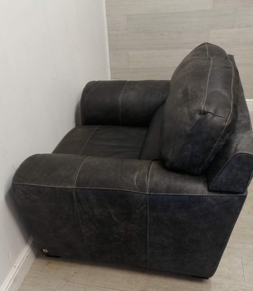 LOVELY DISTRESSED GREY LEATHER armchair