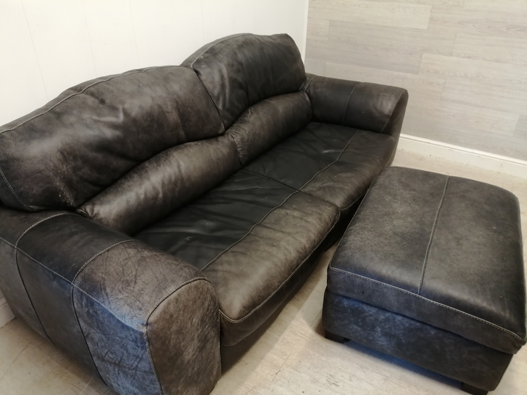 LOVELY DISTRESSED GREY LEATHER armchair
